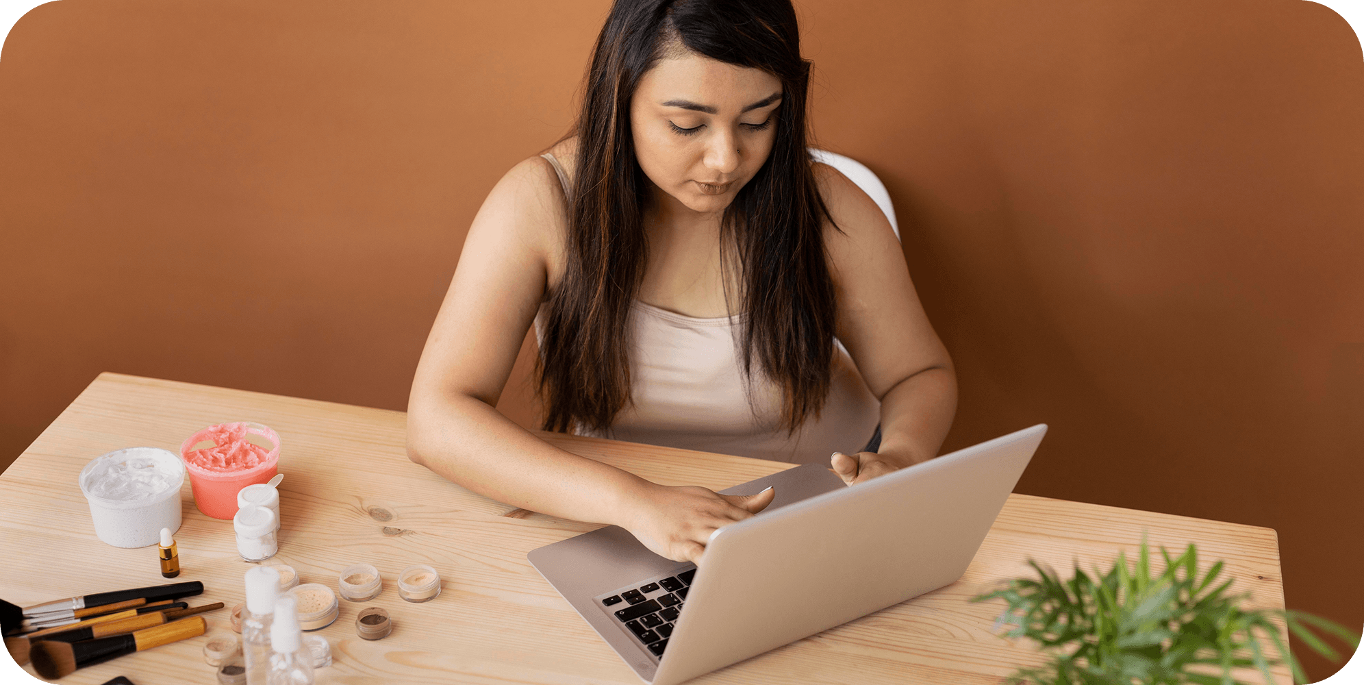 Woman working on laptop